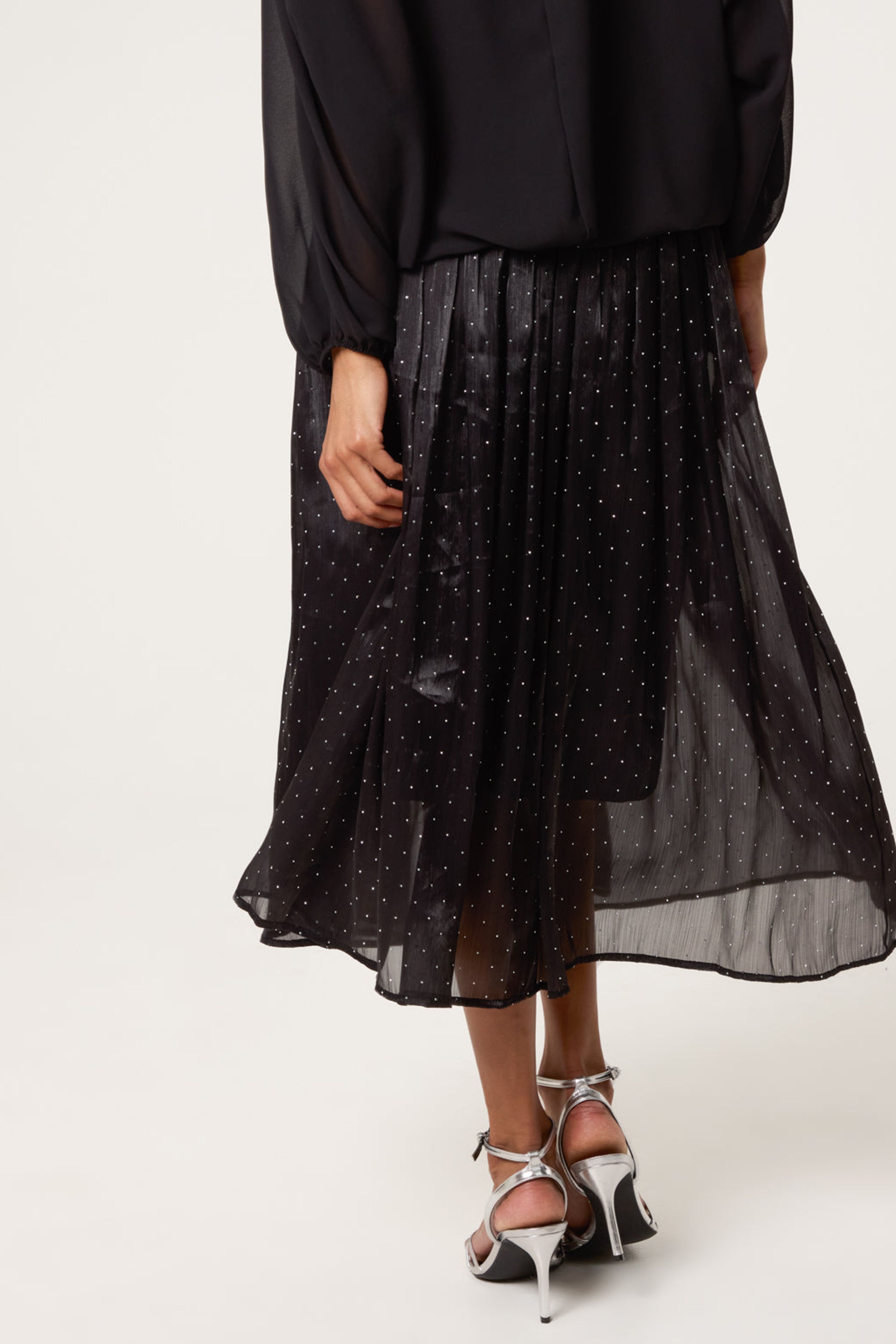 Blue Vanilla Black Shimmery Stud Detailed Tulle Skirt