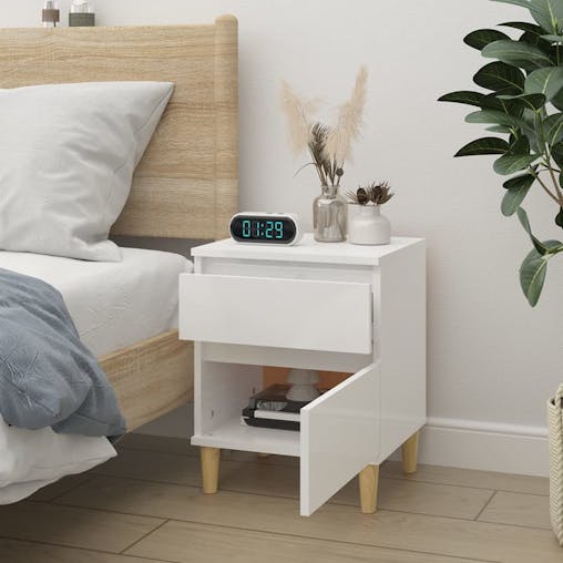 NNEVL Bedside Cabinet High Gloss White 40x35x50 cm