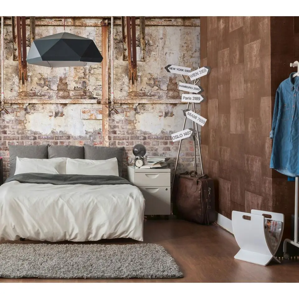 Livingwalls fotobehang stenen muur cr&egrave;me, bruin en beige - 159 x 280 cm