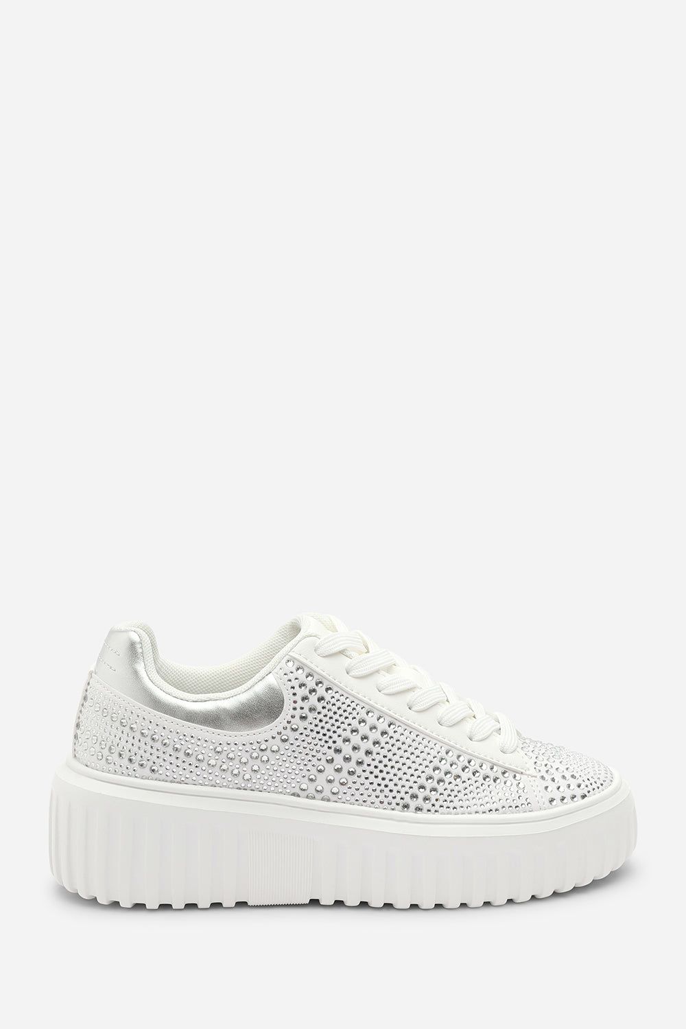 Where's That From Eliane' Lace Up Trainer with Diamante pattern and chunky sole