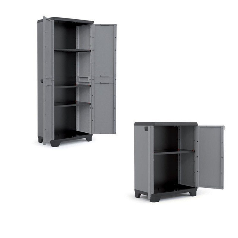 Armoire de rangement Piu gris 2 pièces