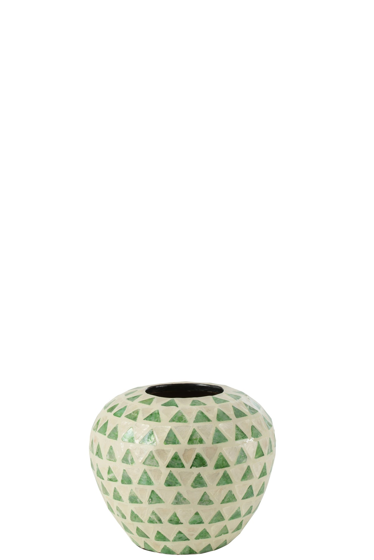 J-Line vaas Nuye Bol - schelpen/bamboe - groen - Ø 26 cm