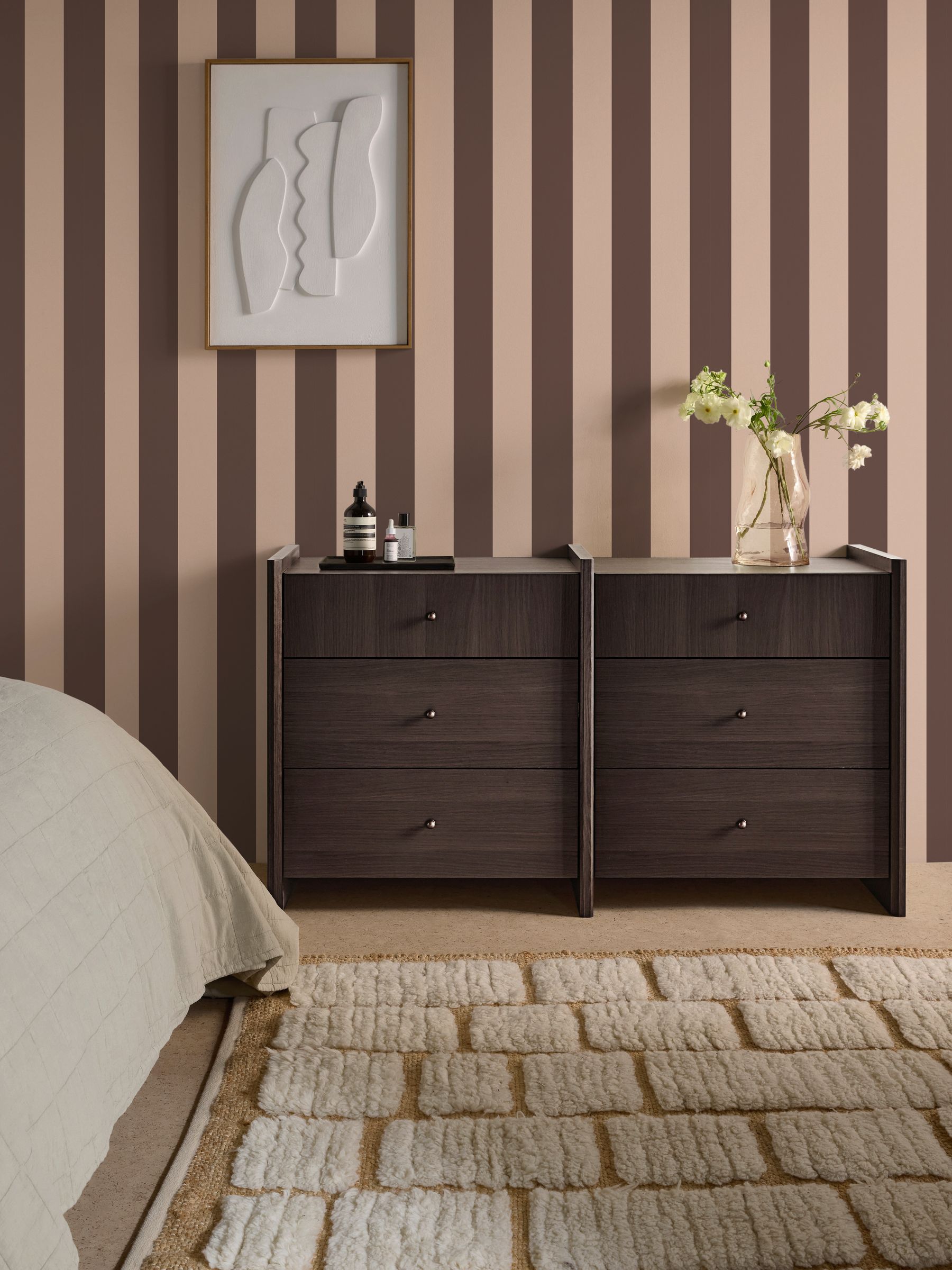 Demi Wide Stripe 10M Wallpaper in Mocha