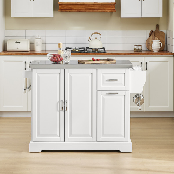 SoBuy Wózek kuchenny z 2 szufladami Biały 130x71x91cm Nowoczesny FKW128-ST
