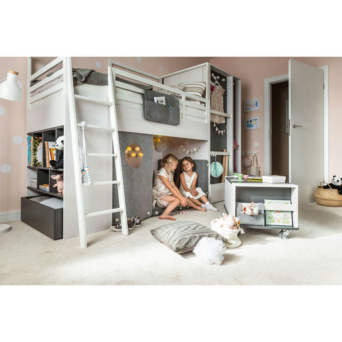 NEST - Lit combiné 90x200 blanc gris