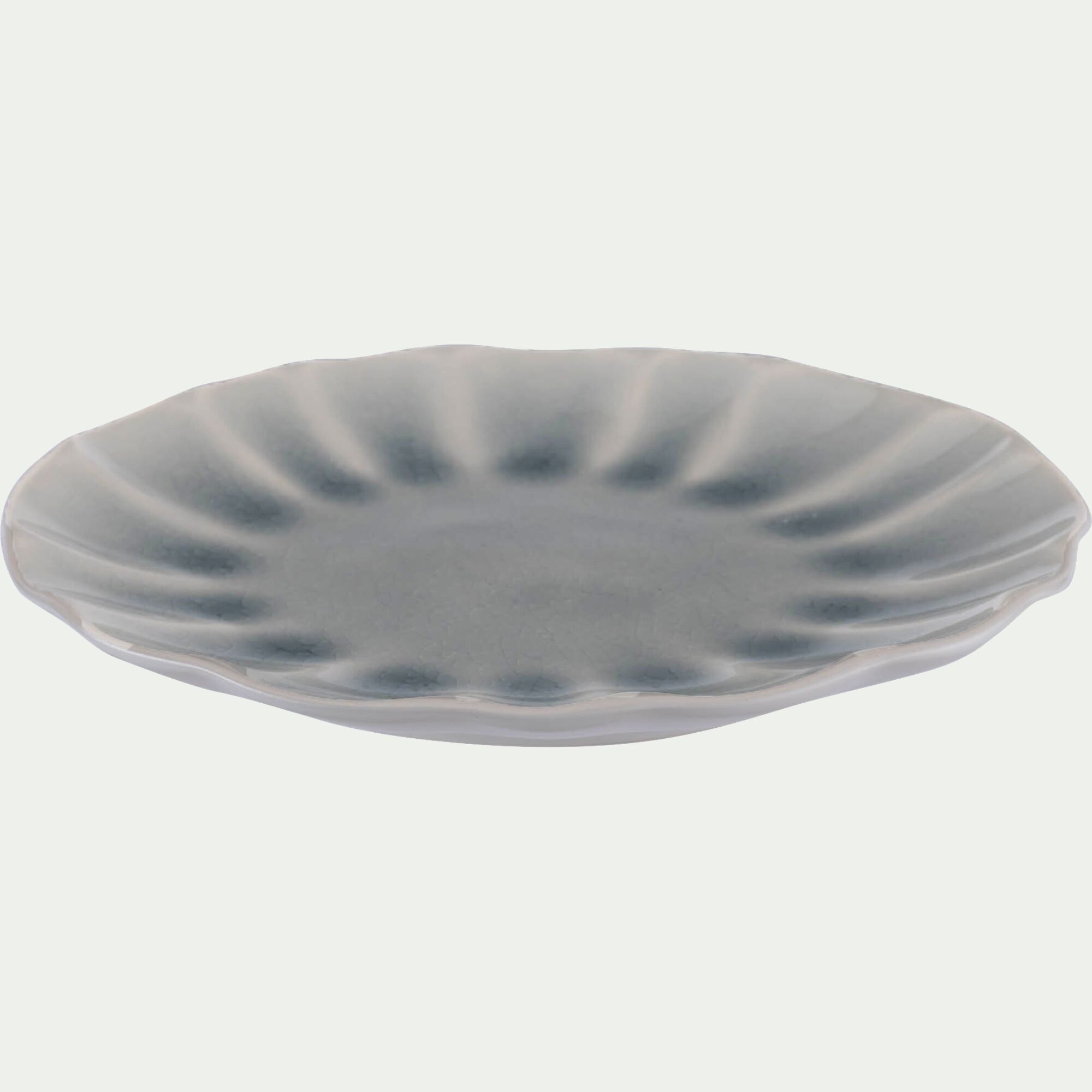 GIULIA - Assiette à dessert ondulée en grès D21cm - bleu