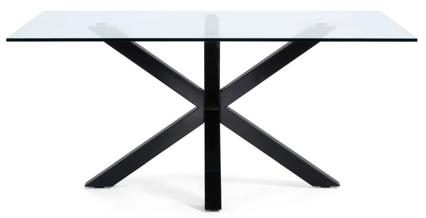 Kave Home Argo Eettafel - 160 x 90 cm - Glas / Zwart