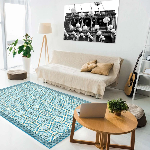 Vinyl Teppich »Lisha«, BxL:203 cm x 136 cm, tuerkis|gelb