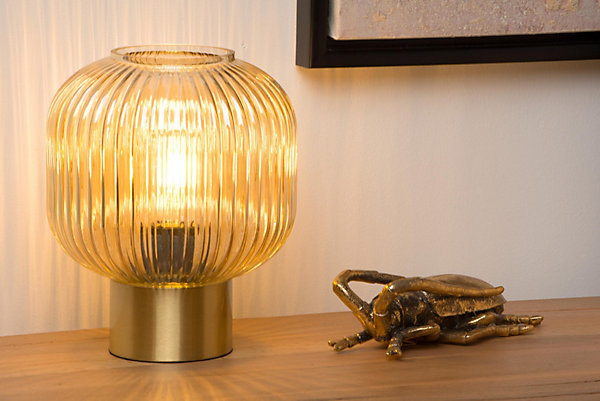 Lampe de table MALOTO en verre avec 1xE27 - Ambre - Lucide