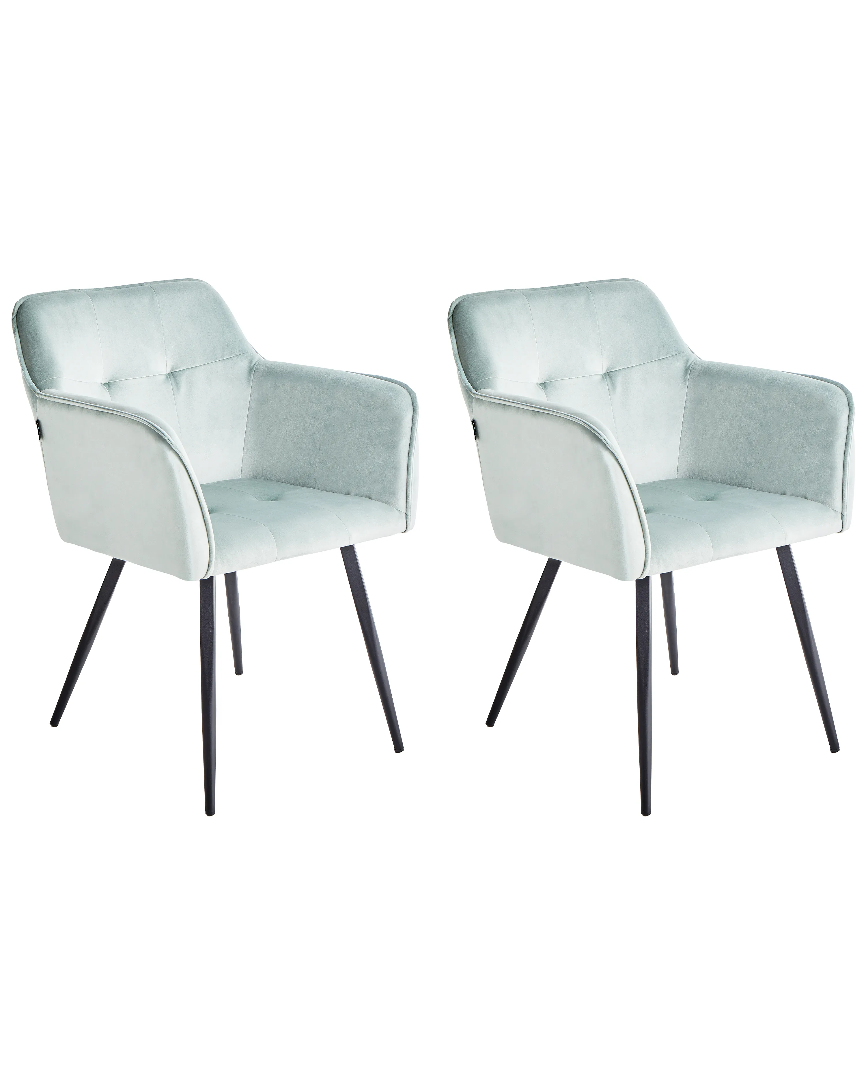 Set of 2 Dining Chairs JASMIN Velvet Mint Green