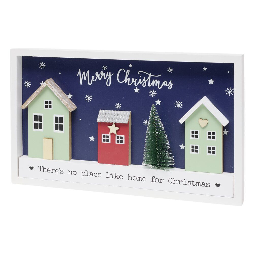 Cadre décoratif maison de No&euml;l en bois L30cm (2 modèles)