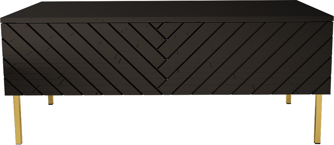 Ława 120cm na złotych nóżkach - Gala 3 Czarny połysk