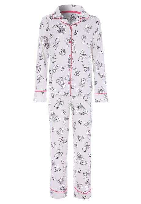 Older Girls Cream Bow Soft Touch Pyjama Set