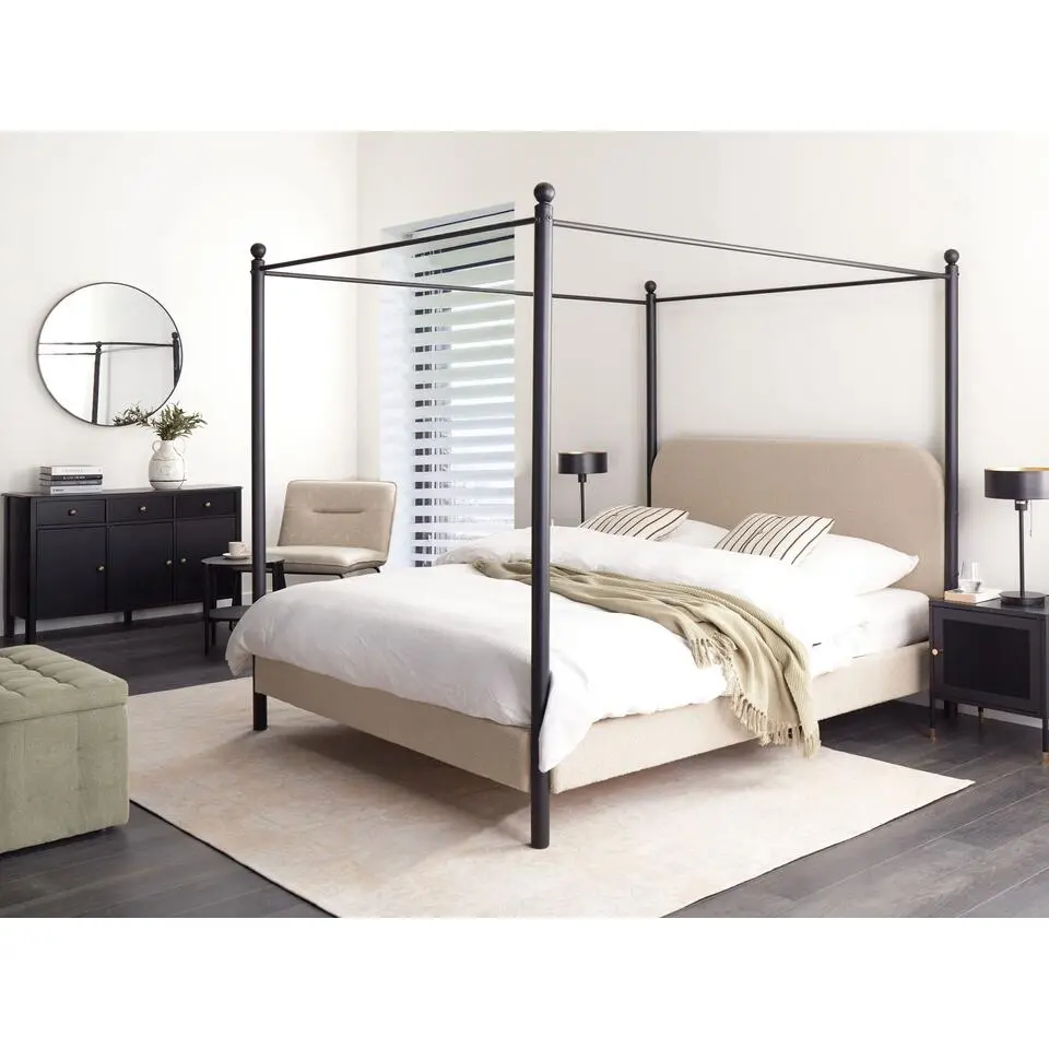 DANNEMOIS - Tweepersoonsbed - Taupe - 160x200 cm - Boucl&eacute;