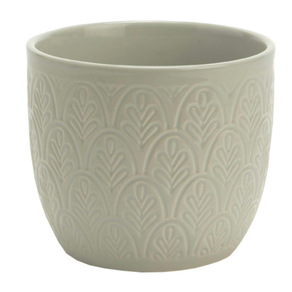 CÉRAMIQUE - Pot de fleur en céramique gris D11,5cm