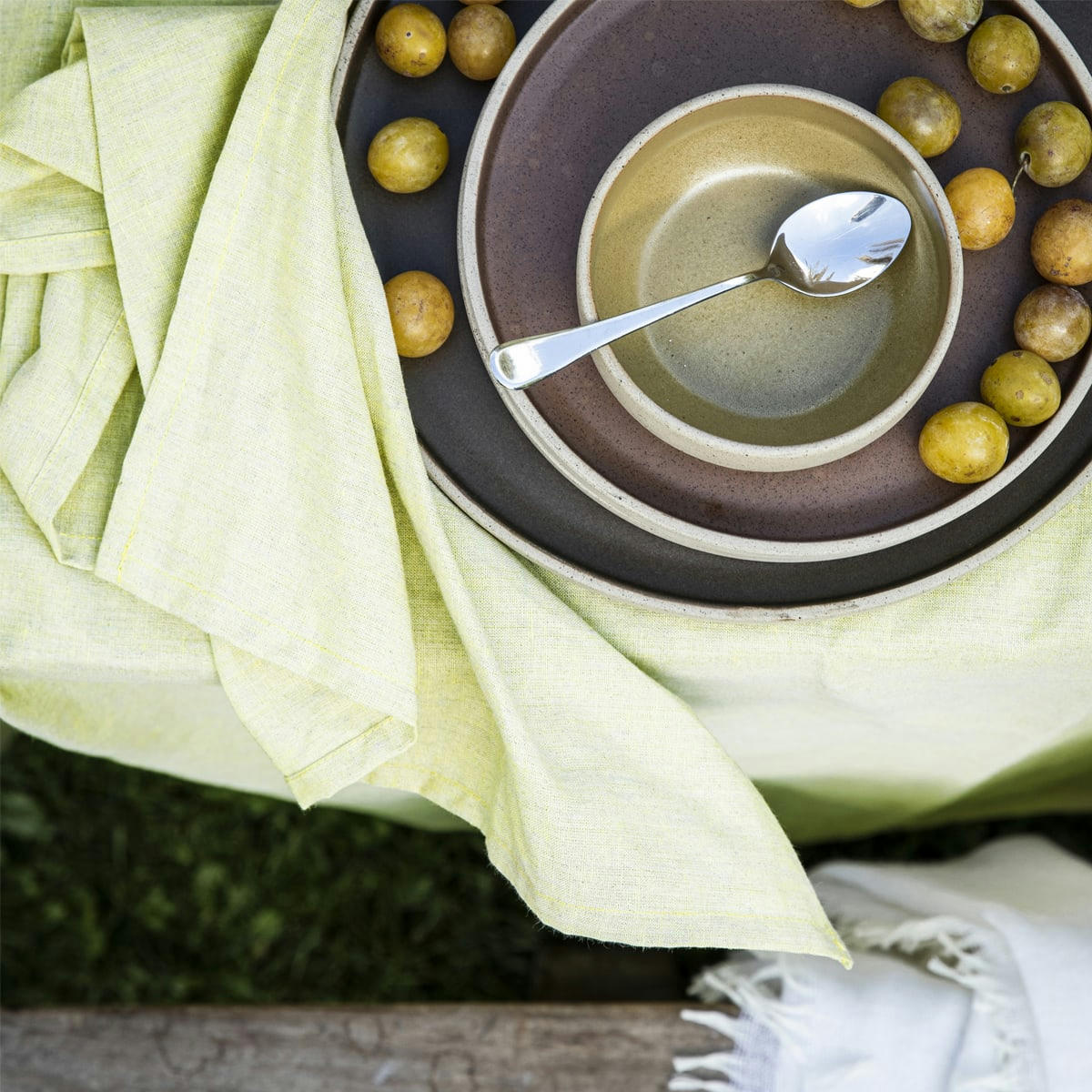 CHAMBRAY - Serviette en lin vert 45x45