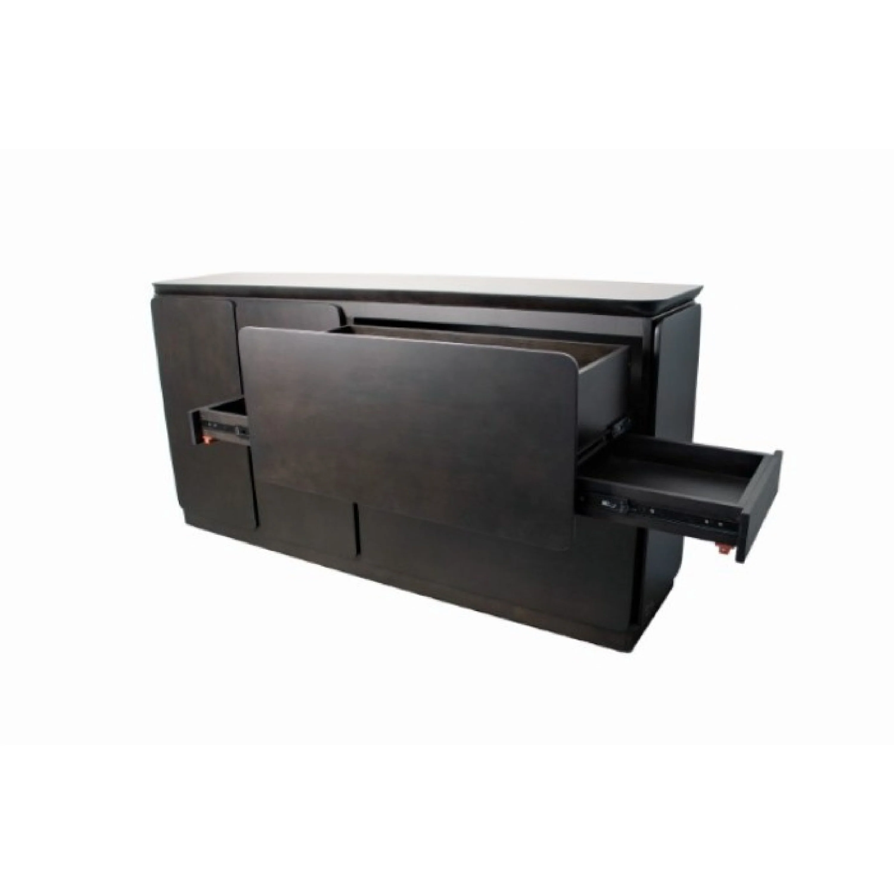 Ziva Sideboard Buffet Console, Drawers Doors, 71 Inch Black Solid Wood