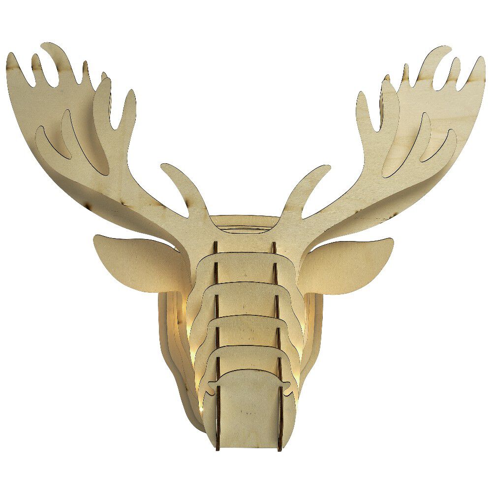 Tête de renne en bois lumineux 20 Led Blanc chaud