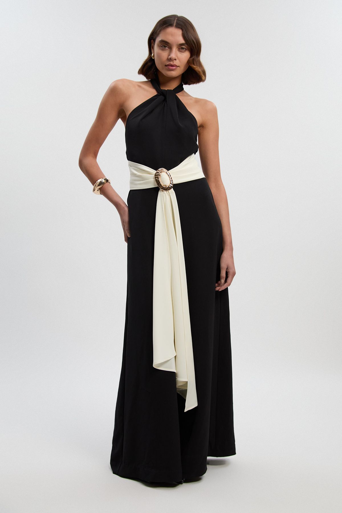 KarenMillen Tall Soft Tailored Trim Detail Wide Leg Jumpsuit