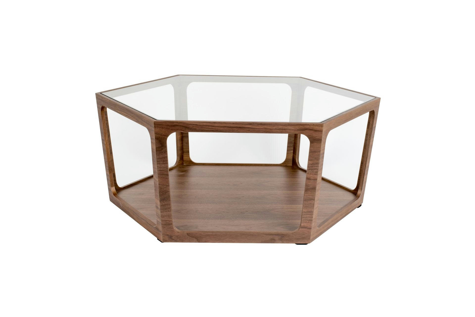SITA - Table basse en verre et bois marron