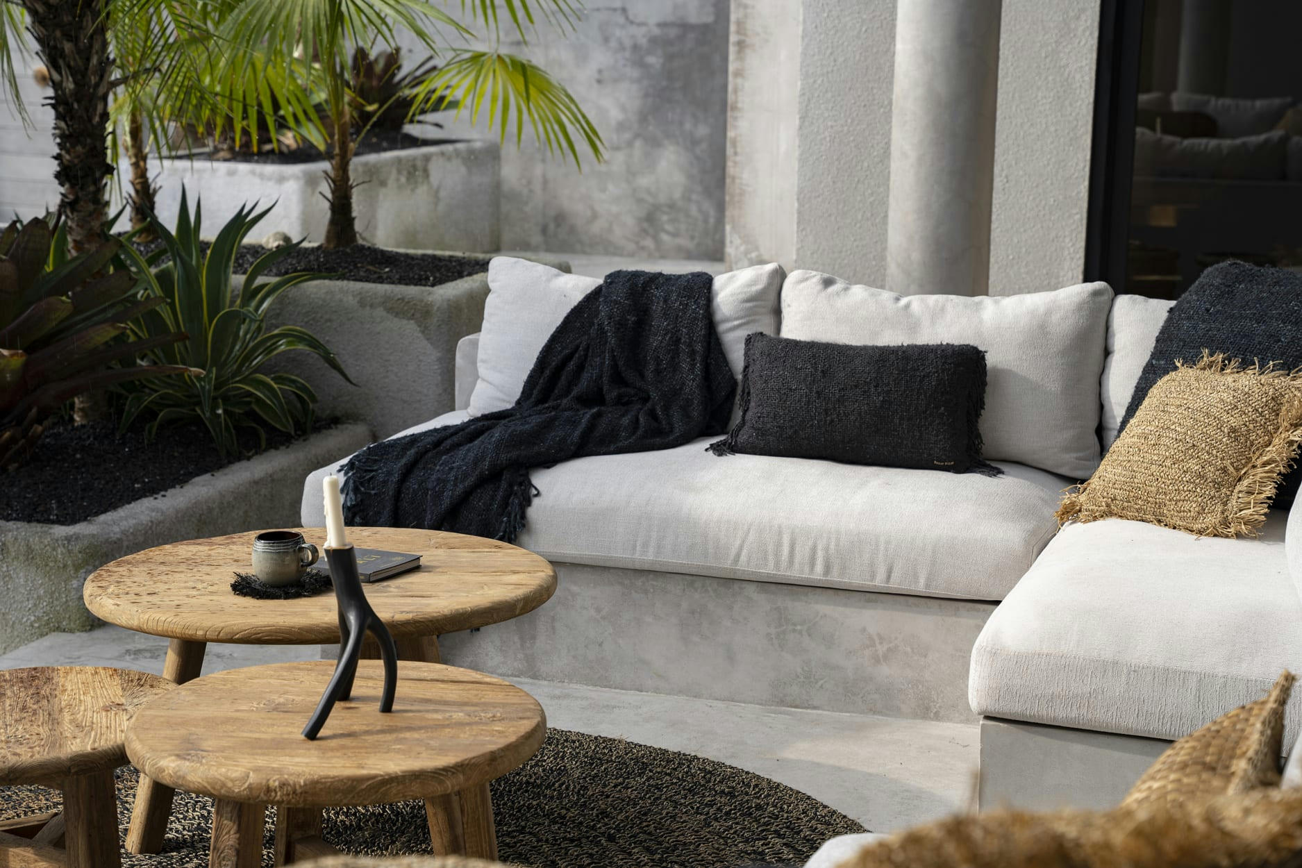 COWRIE - Coussin en coton noir 30x50