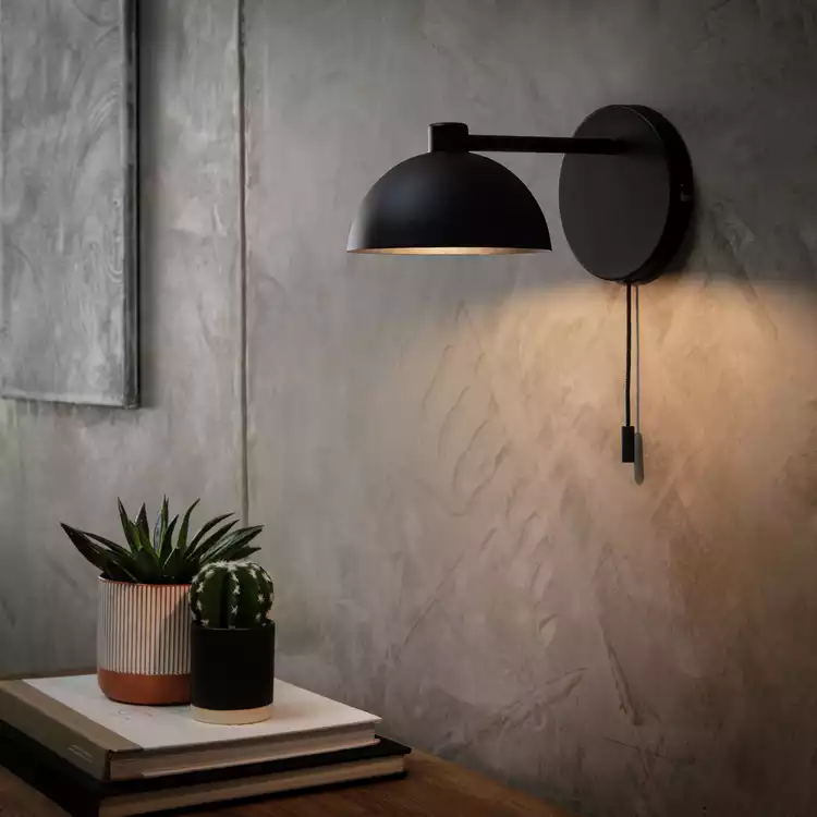 Habitat Mushroom Steel Wall Light - Black