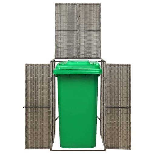 NNEVL Single Wheelie Bin Shed Grey 70x80x117 cm Poly Rattan
