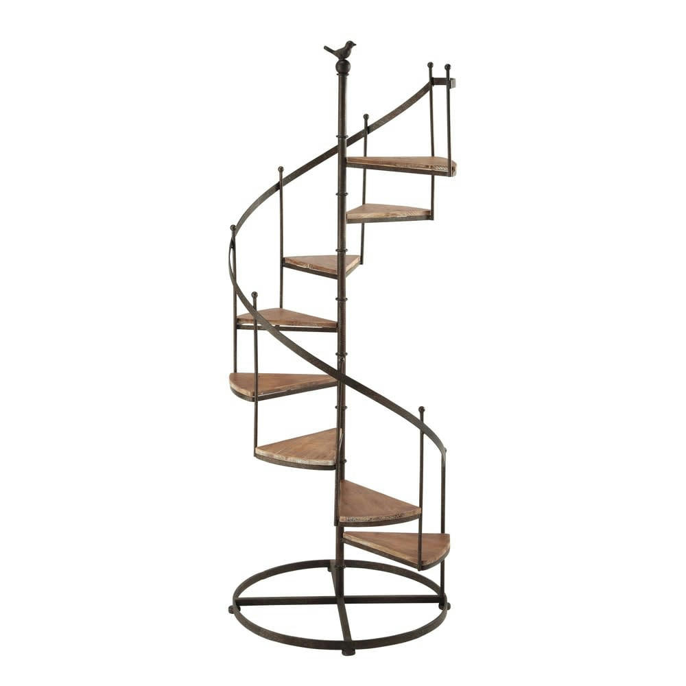 Castellane - Étagère escalier en sapin et métal effet rouille