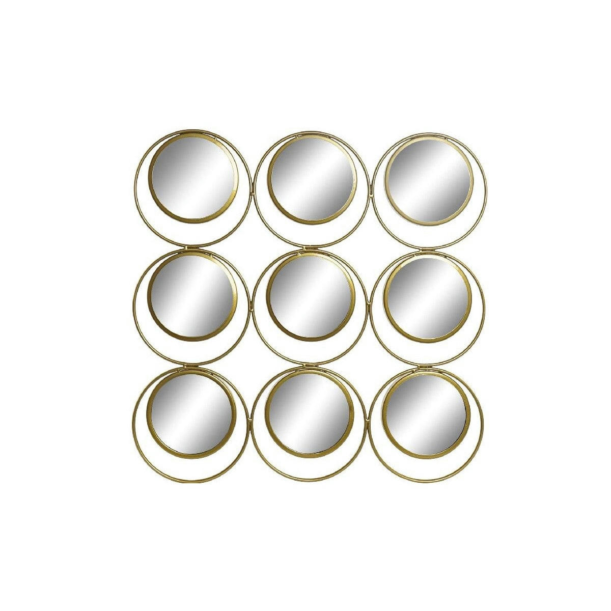 - Miroir en métal doré 9 miroirs ronds 60x2x60cm