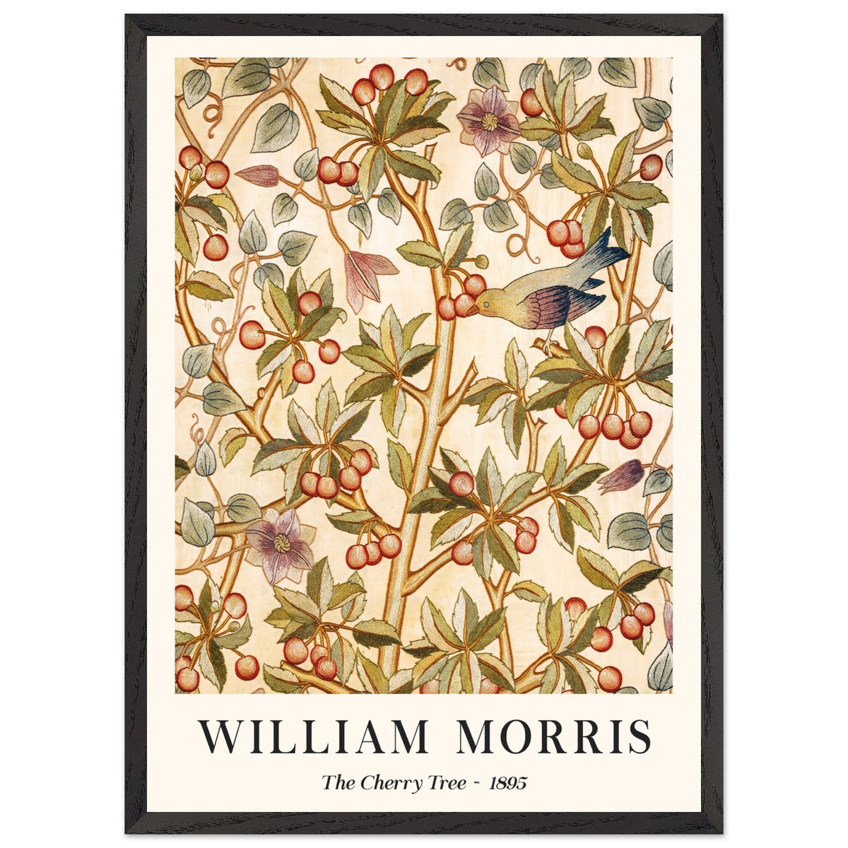 Artfulprints Poster met Lijst William Morris - The cherry tree 1895  - 50x70 cm - Groen