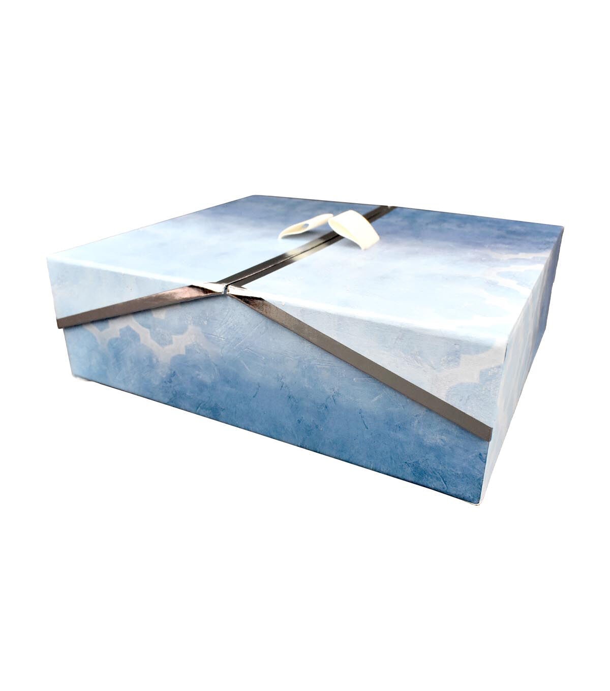 9.5 Geometrics Blue Rectangle Box With Double Door Lid by Hudson 43