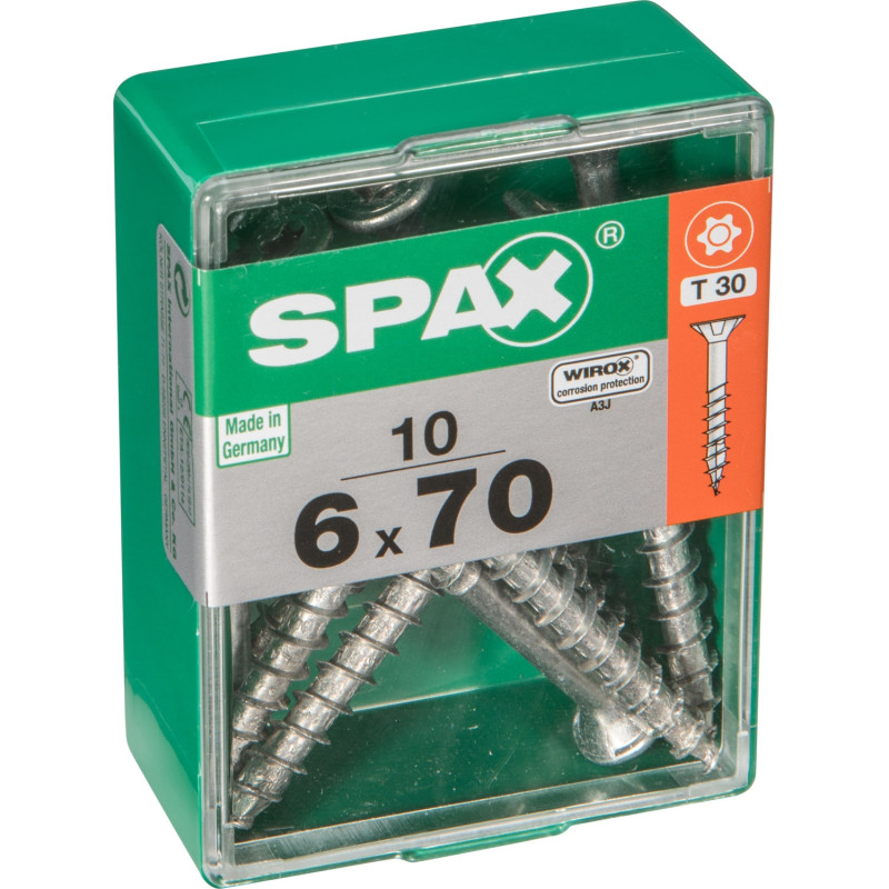 Vis universelle Torx 6 x 70 mm 10 pièces SPAX