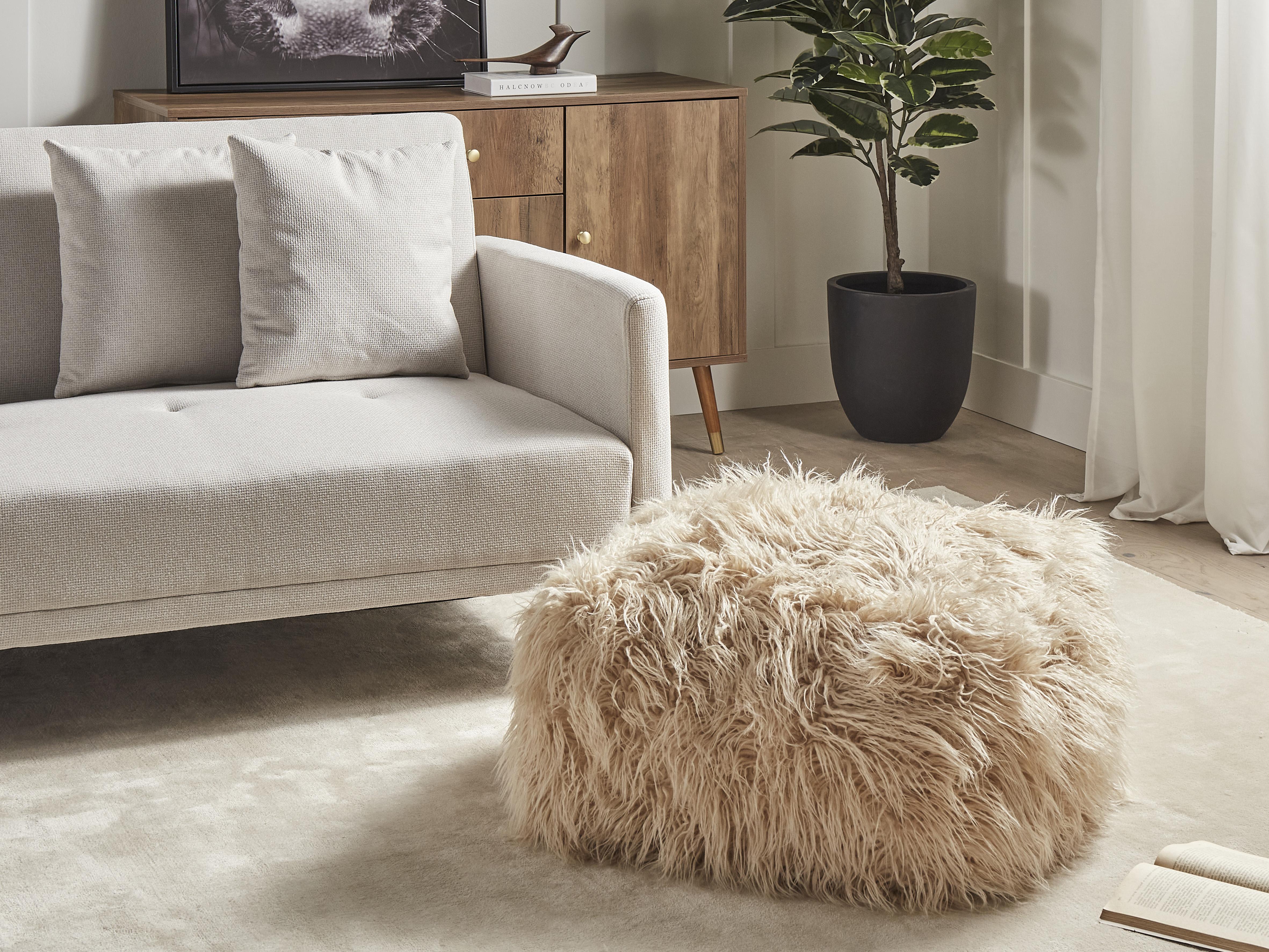 Pouffe MUKKI Faux Fur Beige