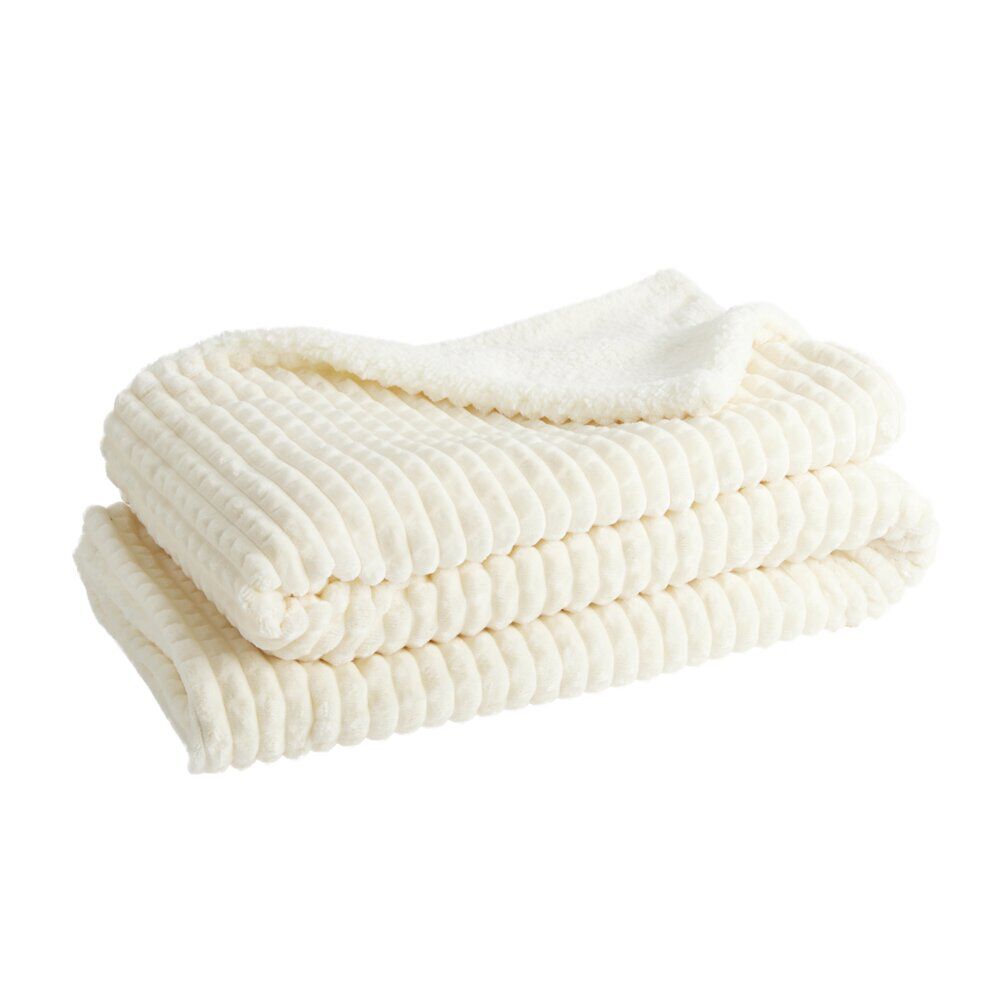 Plaid sherpa flanelle 130x160cm jacquard petits carreaux en relief (4 modèles)