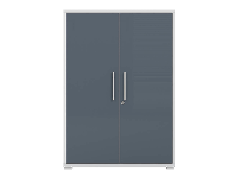 Szafka Office Lux 79 cm dwudrzwiowa na klucz jasny szary/grafit szkło