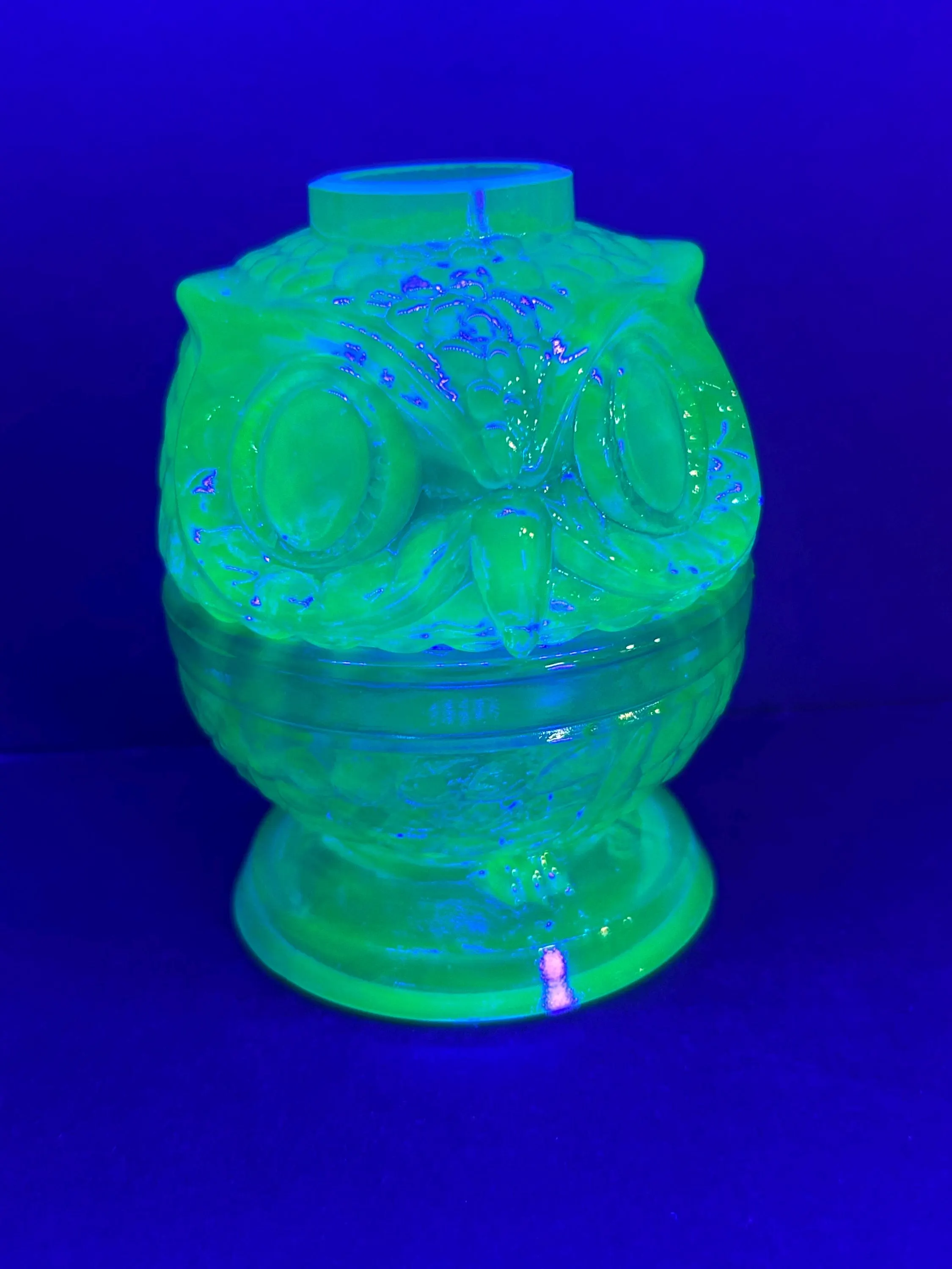 Dark cobalt uranium glass owl fairy light PLEASE READ DESCRIPTION