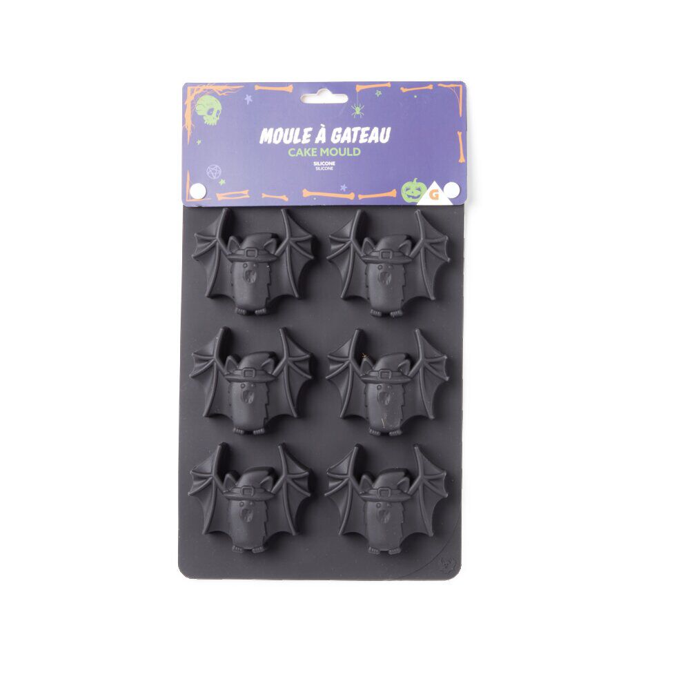 Moule gâteau silicone Halloween x6 chauve souris 27x18xH3cm