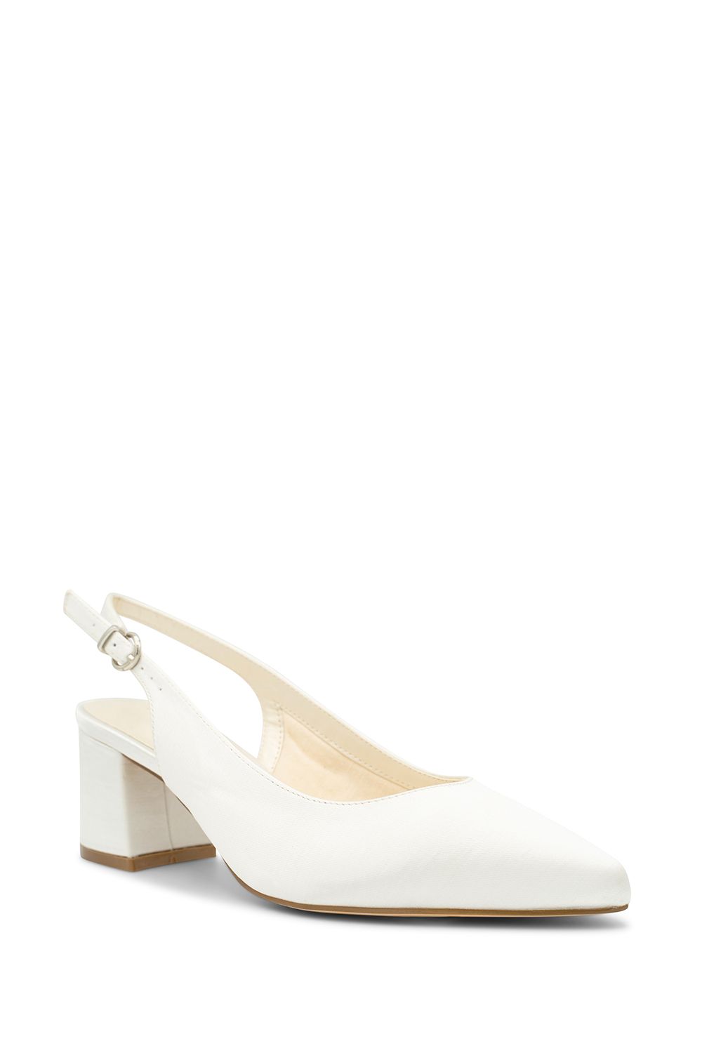 Paradox London Wide Fit Dyeable Satin 'Bessy' Mid Block Heel Sling Back Court Shoe