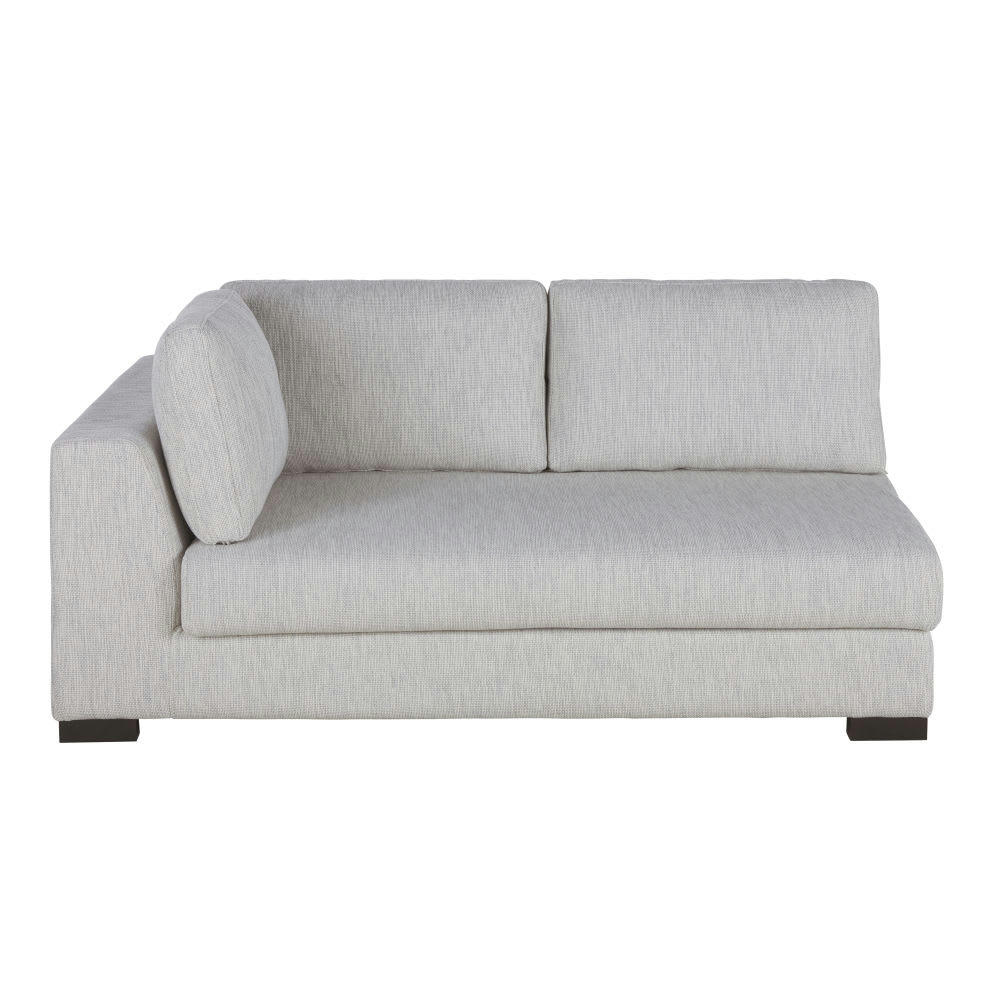 Terence - Accoudoir gauche convertible pour canapé modulable 2 places en textile recyclé gris clair chiné, matelas 10 cm