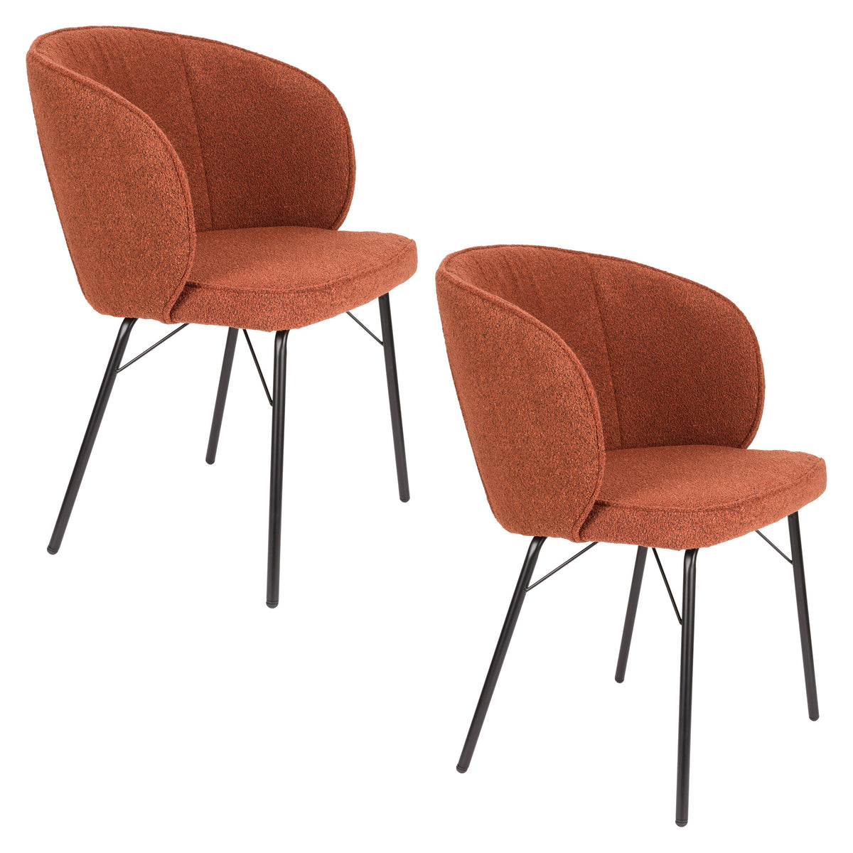 Housecraft Living Joa Eetkamerstoelen Armleuning Bouclé Terra - Set van 2