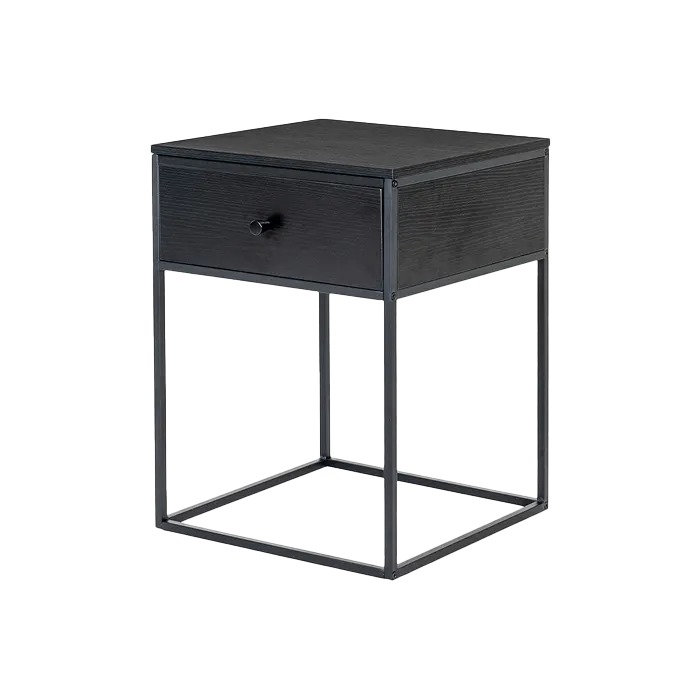 Artichok Karen Houten Nachtkastje met Lade - Metalen Poten - Zwart