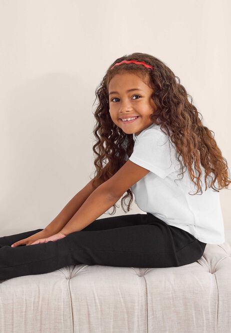 Younger Girls Black Ribbed Bootcut Leggings