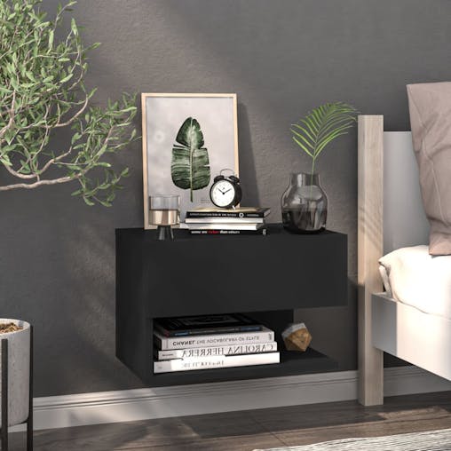 NNEVL Wall-mounted Bedside Cabinet Black