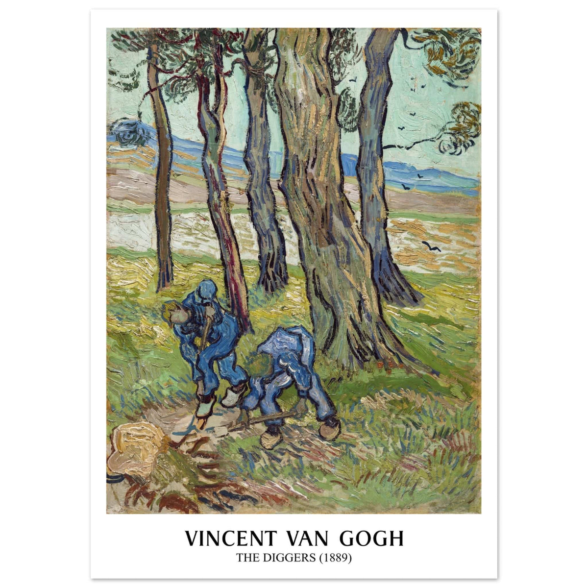 Artfulprints Poster Vincent van Gogh - The diggers  - 50x70 cm - Groen