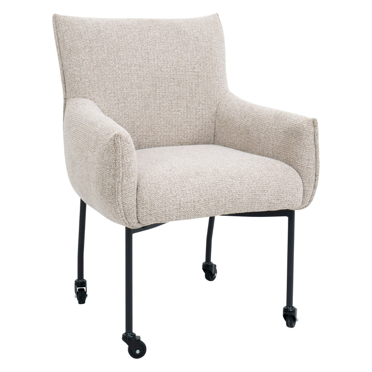 DÉJA Living Eetkamerstoel Arboga - Taupe/Zwart - Incl. Wielen - Set van 2