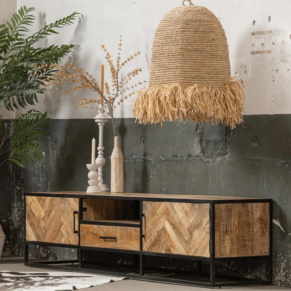 Mangohoutonline - TV Meubel New Haven 210cm Rechthoekig - Bruin - Mahom