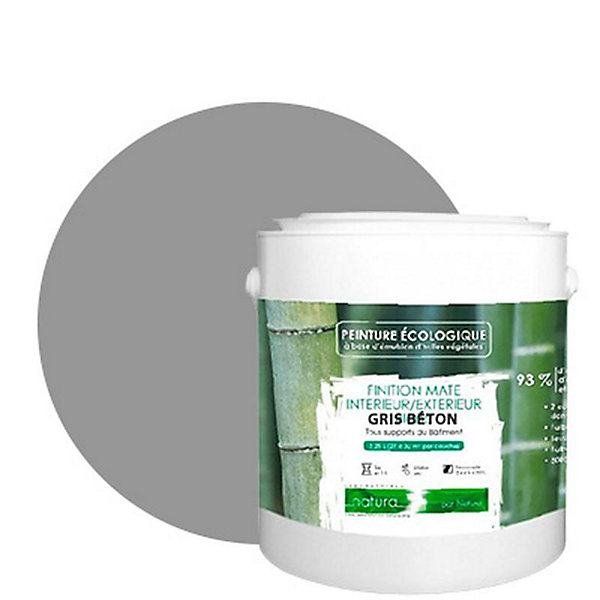 Gris Béton Peinture interieur exterieur aspect mat Natura - Gris Beton - 2.5L