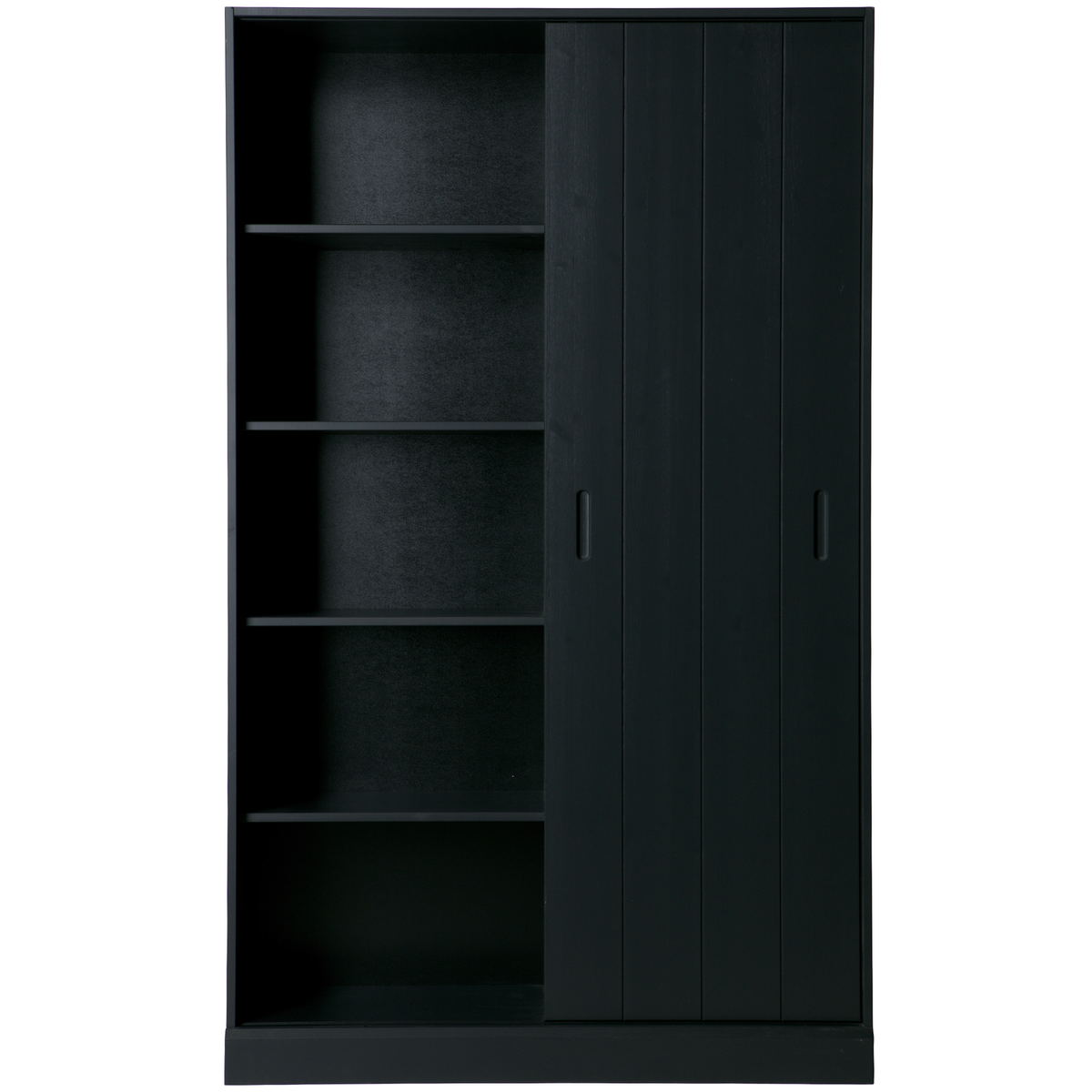 WOOOD schuifdeurkast Move - Grenen - Mat Zwart - 200x120x42