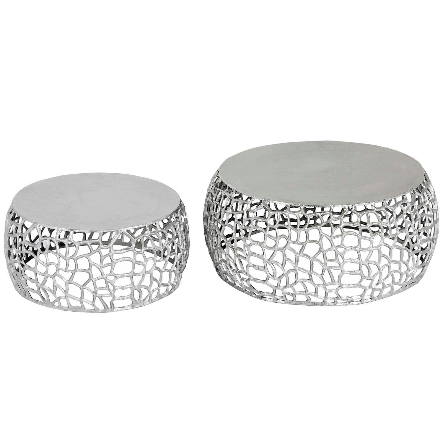 PANAMA - Lot de 2 tables basses nickel