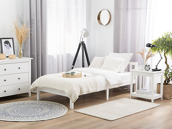 Lit avec sommier Bois de pin FLORAC 90 x 200 cm Blanc